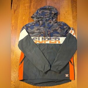 Superdry Ryley Overhead 1/4 Zip Jacket Smart Casual Lightweight Blue Camo XL